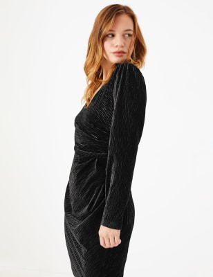 m&s black velvet dress