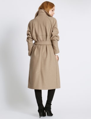 missy belted wool blend trench coat