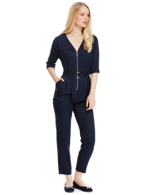 short sleeve navy jumpsuit