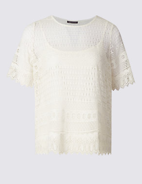 PLUS All Over Lace Short Sleeve T-Shirt Image 2 of 4