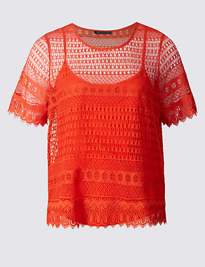 PLUS All Over Lace Short Sleeve T-Shirt Image 2 of 4