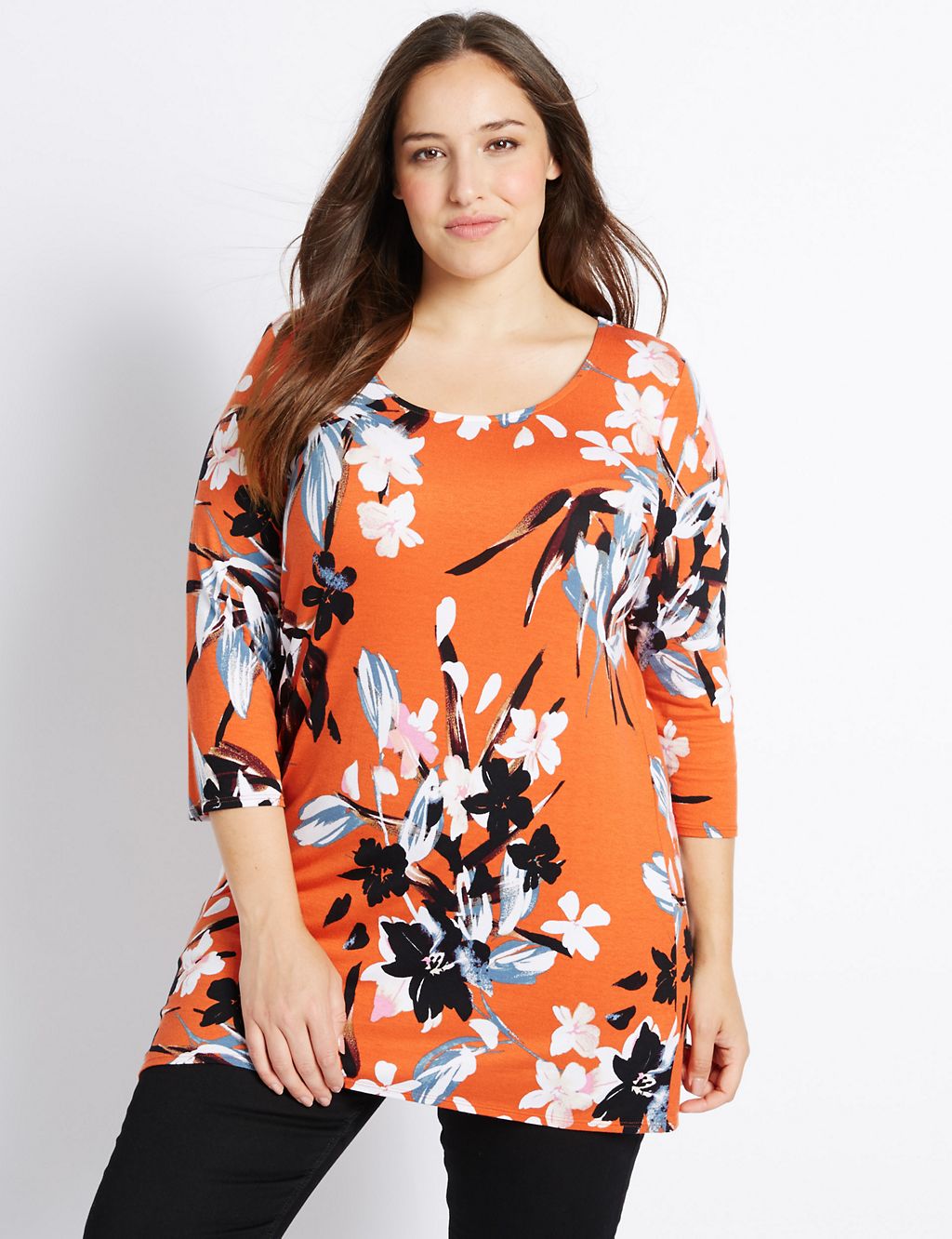 PLUS Floral Print 3/4 Sleeve Tunic 3 of 4