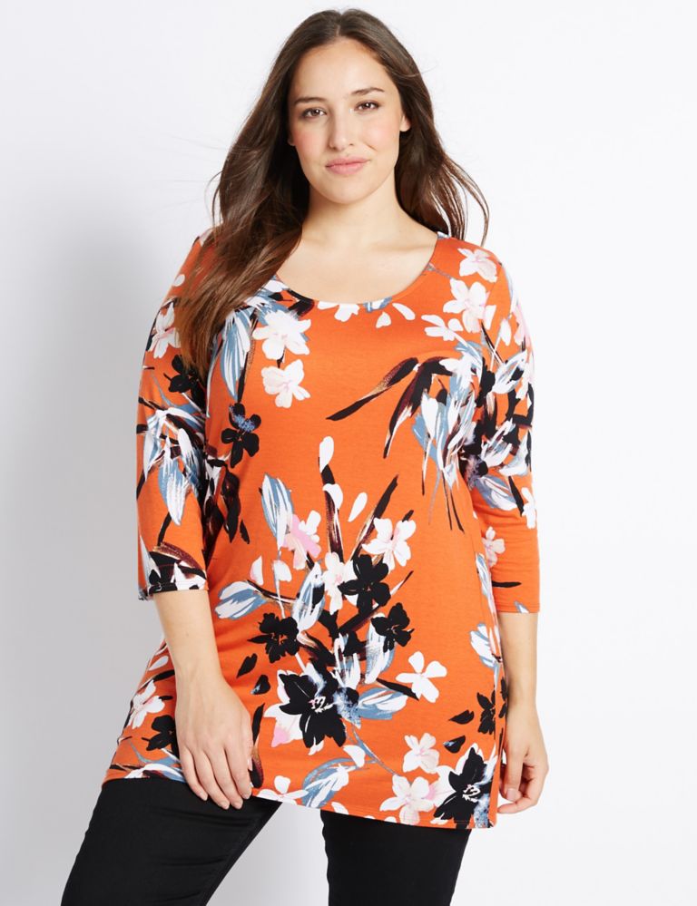 PLUS Floral Print 3/4 Sleeve Tunic 1 of 4