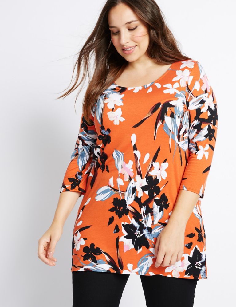 PLUS Floral Print 3/4 Sleeve Tunic 3 of 4