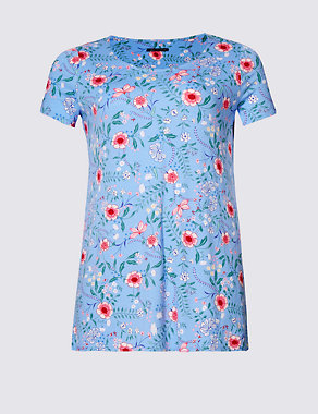 PLUS Floral Print Short Sleeve Tunic Top Image 2 of 4