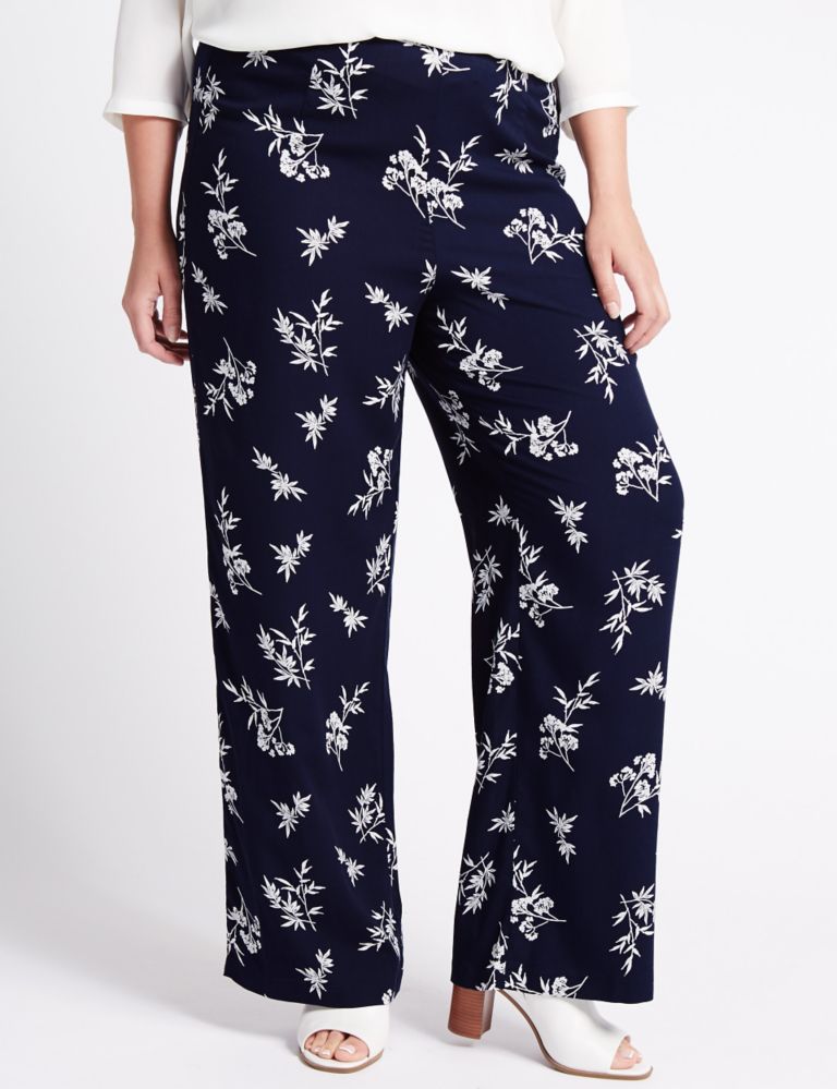 PLUS Floral Wide Leg Trousers 1 of 3