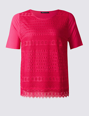 PLUS Lace Front Short Sleeve T-Shirt Image 2 of 5