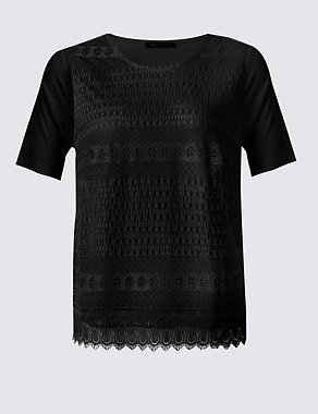 PLUS Lace Front Short Sleeve T-Shirt Image 2 of 5