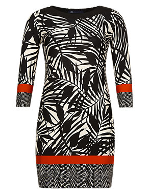 PLUS Palm Print Border Tunic Dress Image 2 of 4