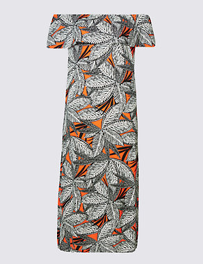 PLUS Printed Bardot Short Sleeve Maxi Dress Image 2 of 4