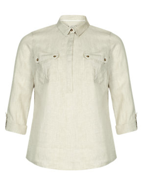 PLUS Pure Linen Military Shirt Image 2 of 5