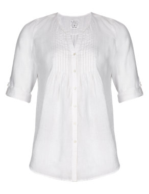 PLUS Pure Linen Pleated Blouse Image 2 of 6