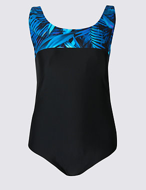 PLUS Secret Slimming™ Palm Print Sporty Swimsuit Image 2 of 3