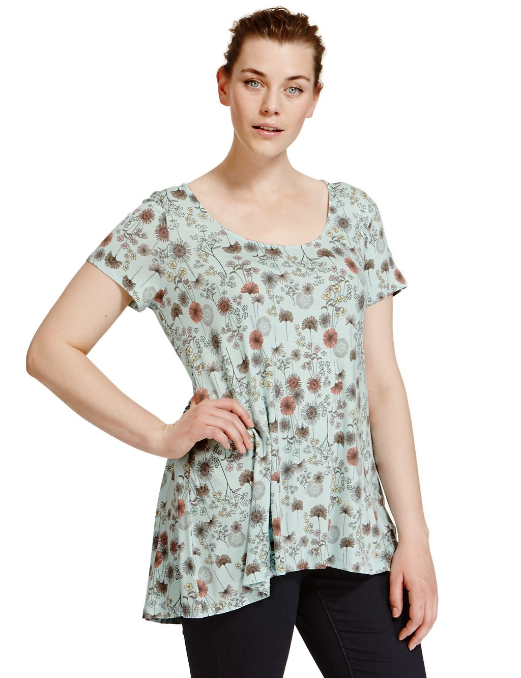 PLUS Short Sleeve Ditsy Floral Tunic 2 of 4