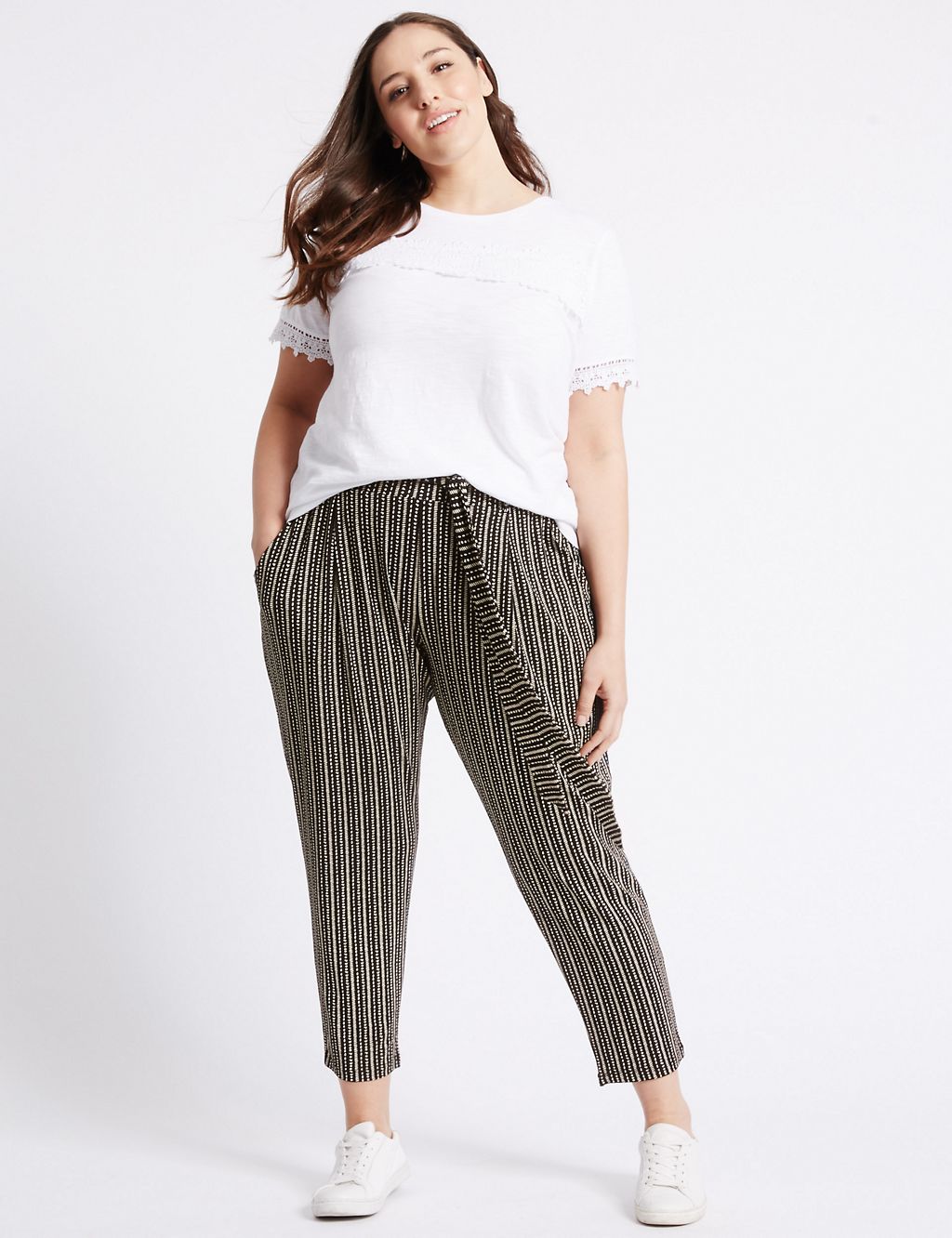PLUS Tie Waist Cropped Tapered Leg Trousers 3 of 6