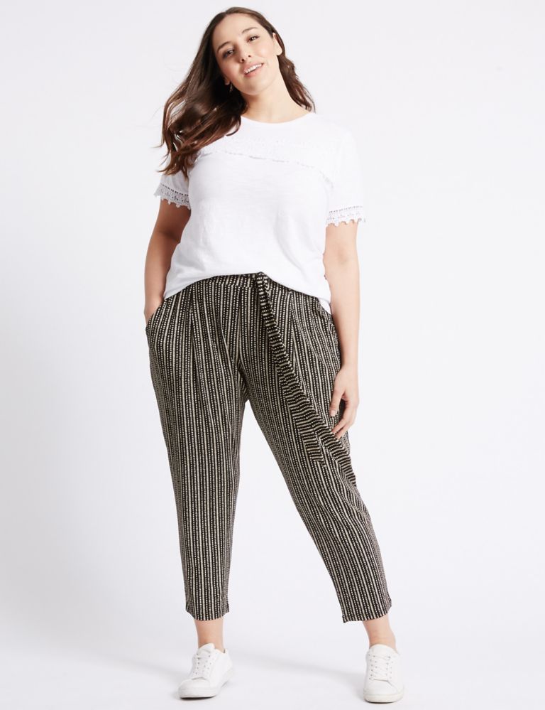 PLUS Tie Waist Cropped Tapered Leg Trousers 1 of 6