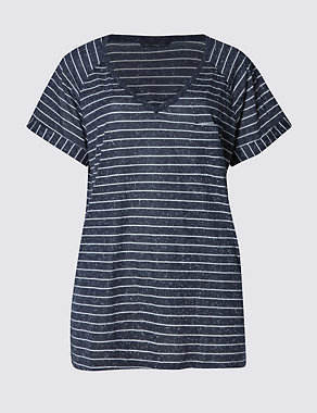 PLUS V-Neck Striped T-Shirt Image 2 of 3