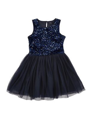 Sequin Embellished Bodice Girls Dress (5-14 Years) | M&S