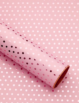 Pink Polka Dot 15 Meter Roll Wrapping Paper Mands 3608