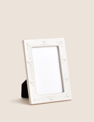 M&S Ceramic Bee Photo Frame 4x6 inch - White, White