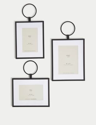 M&S Set of 3 Metal Hanging Photo Frames - Black, Black