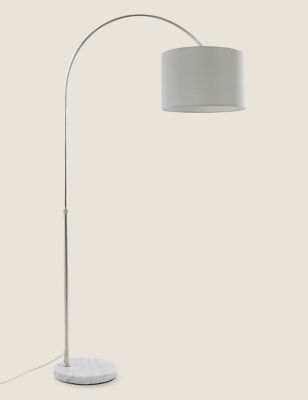 M&S Arc Floor Lamp - Silver, Silver