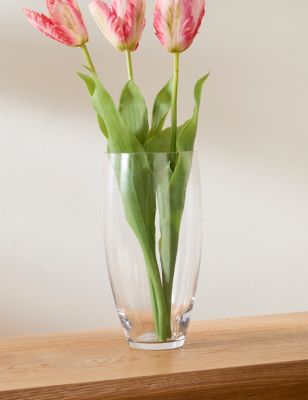 M&S Medium Poppy Vase - Clear, Clear