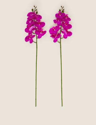 

Moss & Sweetpea Set of 2 Artificial Orchid Single Stems - Purple, Purple