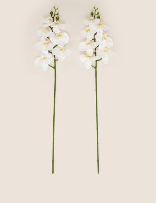 Set of 2 Artificial Orchid Single Stems