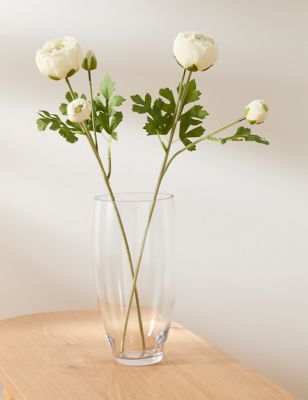 Set of 2 Artificial Real Touch Ranunculus Stems