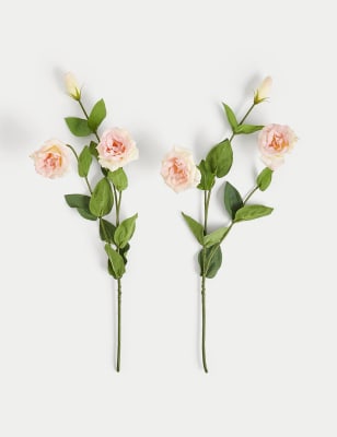 

Moss & Sweetpea Set of 2 Artificial Real Touch Lisianthus Stems - Pink, Pink