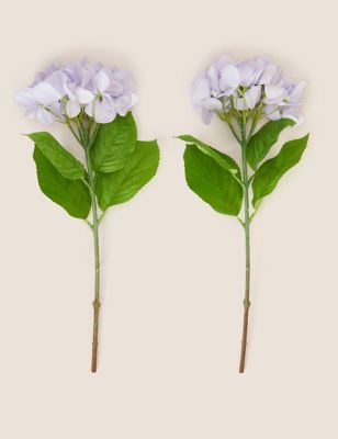 Set of 2 Artificial Hydrangea Real Touch Stems