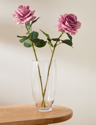 Set of 2 Artificial Real Touch Rose Stems