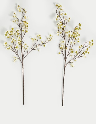 Set of 2 Artificial Cherry Blossom Single Stems