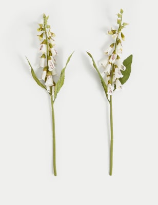 

Moss & Sweetpea Juego de 2 tallos sencillos de dedalera artificiales - Blanco, Blanco