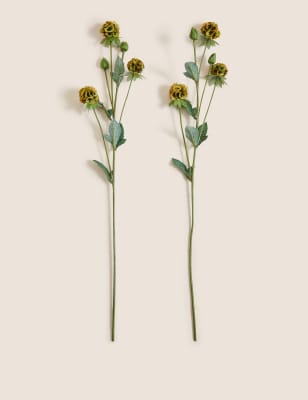 

Moss & Sweetpea 2er-Set künstliche Einzelzweige „Nadelkissen“ - Weiss, Weiss