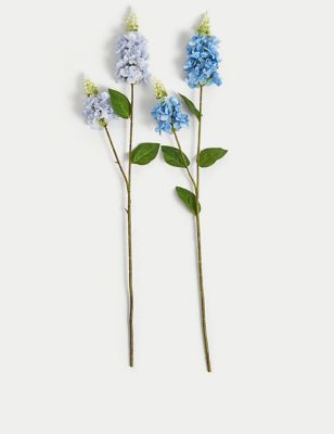 Moss & Sweetpea Set of 2 Artificial Delphinium Single Stems - Blue, Blue