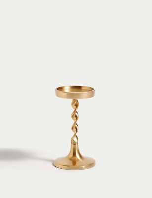 M&S Twisted Candle Holder - Gold, Gold