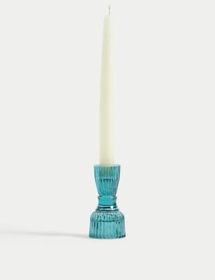 M&S Bright Tall Candle Holder - Blue, Blue