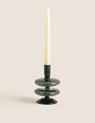 Shaped Glass Dinner Candle Holder - LT