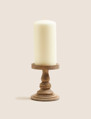 M&S Wooden Medium Candle Holder - Natural, Natural