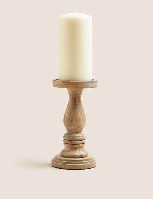 M&S Wooden Large Candle Holder - Natural, Natural