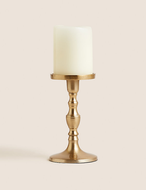 Gold Metal Pillar Candle Holder - NL