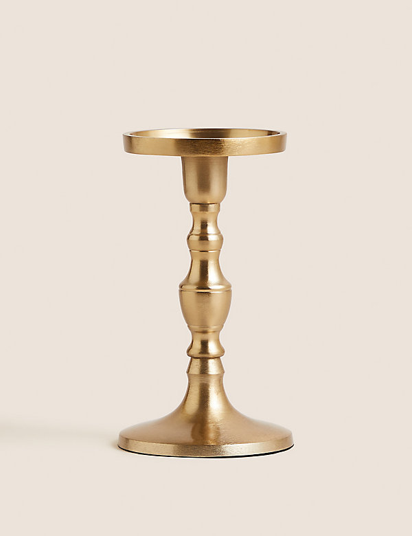 Gold Metal Pillar Candle Holder - NL