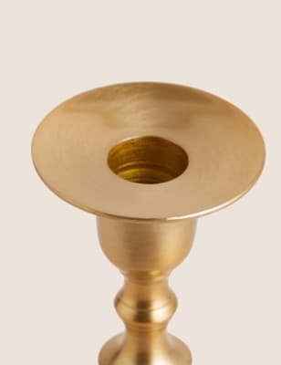 Gold Metal Large Dinner Candle Holder M&S KR