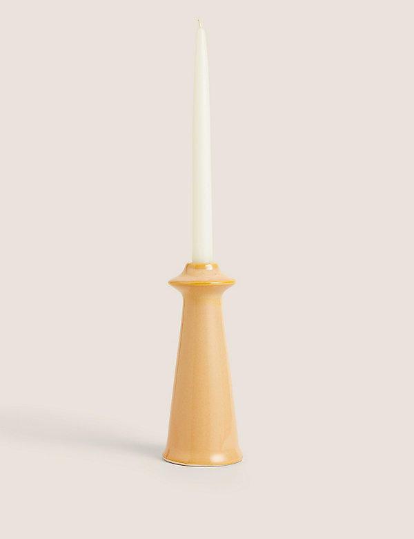 Ψηλό κεραμικό κηροπήγιο για μακρόστενα κεριά με γυαλιστερή όψη - GR