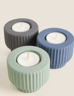 

Set of 3 Ridged Tealight Holders - Multi, Multi