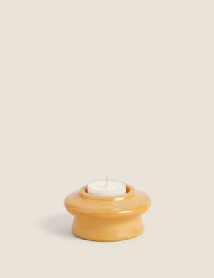 

M&S Collection Glasierter Teelichthalter aus Keramik - Ocker, Ocker