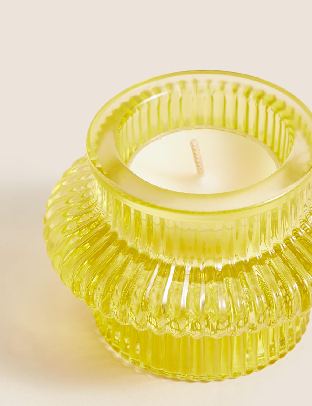 Ridged Glass Tealight Holder image 3