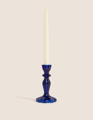 Ridged Glass Medium Dinner Candle Holder - RS